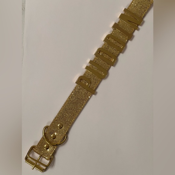 Sparkle Gold Tone Choker Collar Necklace - Wear Plain or as Harley Quinn PUDDIN - Picture 5 of 8